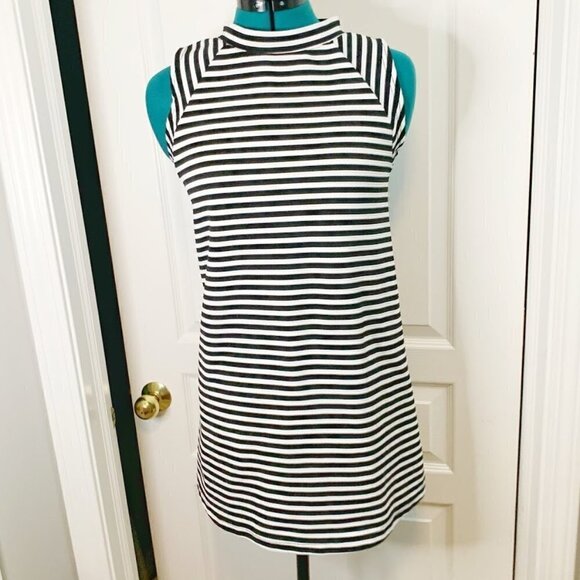 BDG Nautical Mod Stripe Sleeveless Mock Neck Trapeze Nautical Casual Dress - Picture 2 of 9